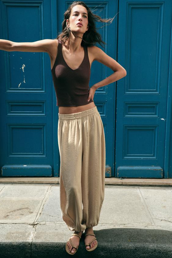 Zara - Voluminous Bloomer Pants - Brown - Xs - Woman | Zara US