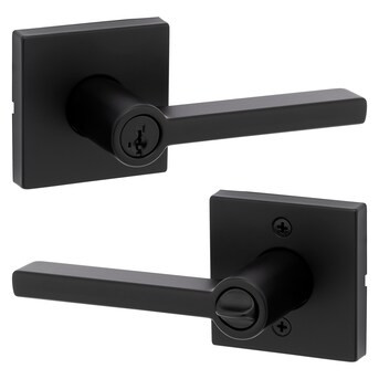 Kwikset Signature Series Halifax Matte Black Smartkey Universal Keyed Entry Door Handle | Lowe's