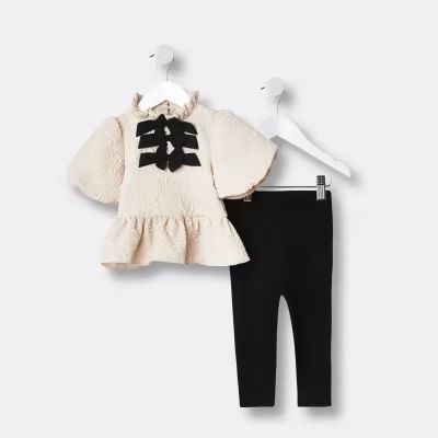 Mini girls pink bow blouse top outfit | River Island (UK & IE)