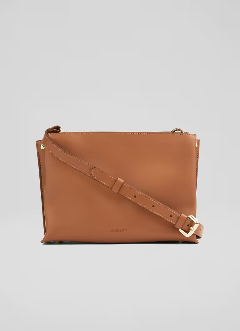 Evie Brown Smooth Leather Structured Crossbody bag | L.K. Bennett (UK)
