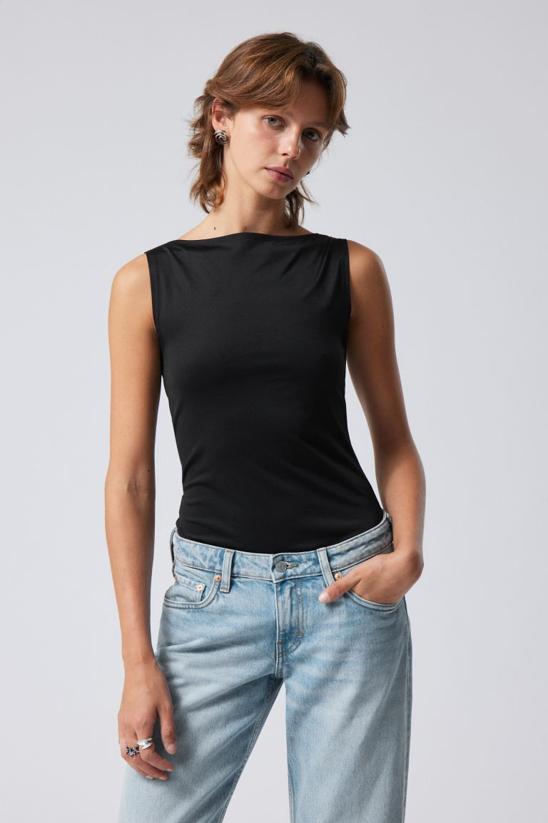 Annie Boatneck Sleeveless top - White - Ladies | H&M GB | H&M (UK, MY, IN, SG, PH, TW, HK)