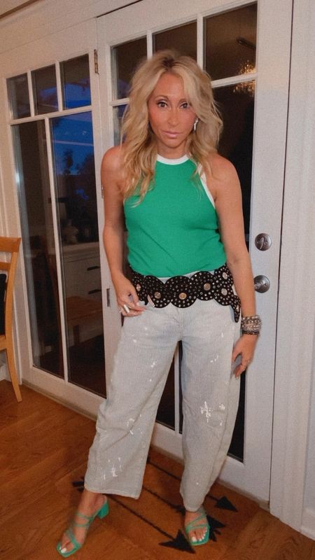 Saturday style… love putting looks together… this combination is so much fun… love the pop of color and dramatic black belt… all pieces that can be worn multiple ways…true to size jeans, medium top… use code LINDSAY for anything on Melinda Maria’s site… jeans, belt, sandals, summer outfit, spring outfit, jewelry, Anthropologie, free people 

#LTKVideo #LTKFindsUnder100 #LTKSeasonal