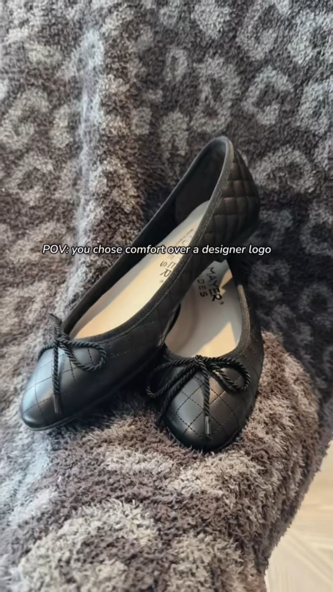 These quilted leather ballet flats remind me of Chanel but are a fraction of the price. The perfect shoe for both casual, dressy, and  work outfits. They also are super comfortable! True to size. Linking the patent toe version.
