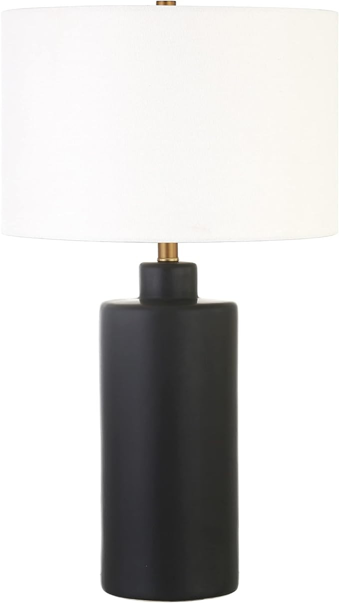 Carlina 25" Tall Ceramic Table Lamp with Fabric Shade in Matte Black/White | Amazon (US)