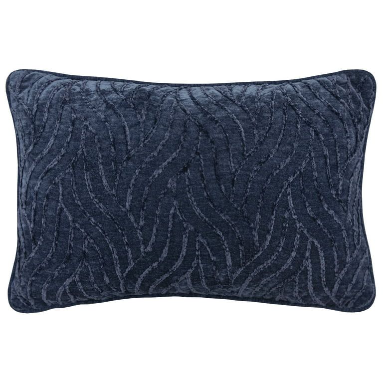 Mainstays Decorative Throw Pillow, Texture Chenille, Oblong, Navy, 14" x 20", 1Pack | Walmart (US)