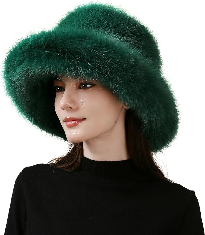 Dikoaina Luxury Faux Fur Bucket Hat for Women Girl – Oversized Brim, Super Soft & Fluffy Winter... | Amazon (US)