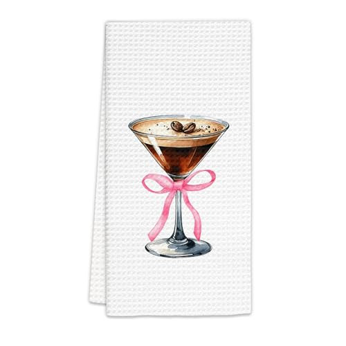 Espresso Martini Decor Kitchen Towels, Espresso Martini Glasses Bar Dish Towels, Pink Coquette Bo... | Amazon (US)