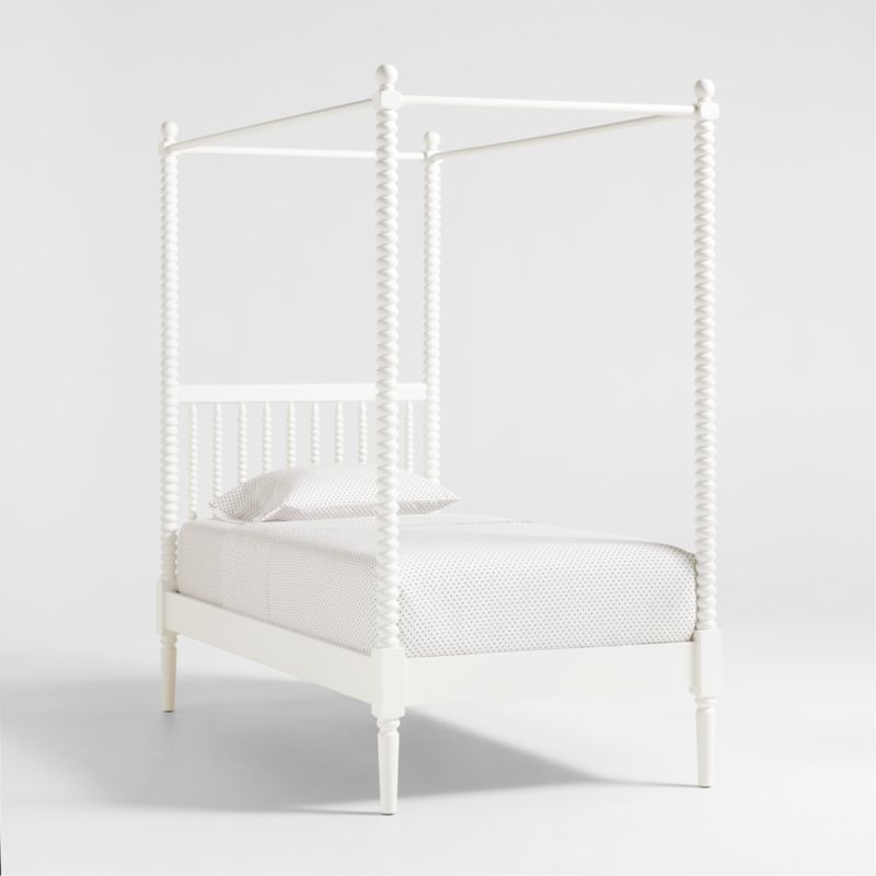 Jenny Lind Kids White Wood Spindle Canopy Twin Bed | Crate & Kids | Crate & Barrel