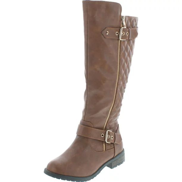 Forever Link Women's Mango-21 Quilted Zipper Accent Riding Boots | Walmart (US)