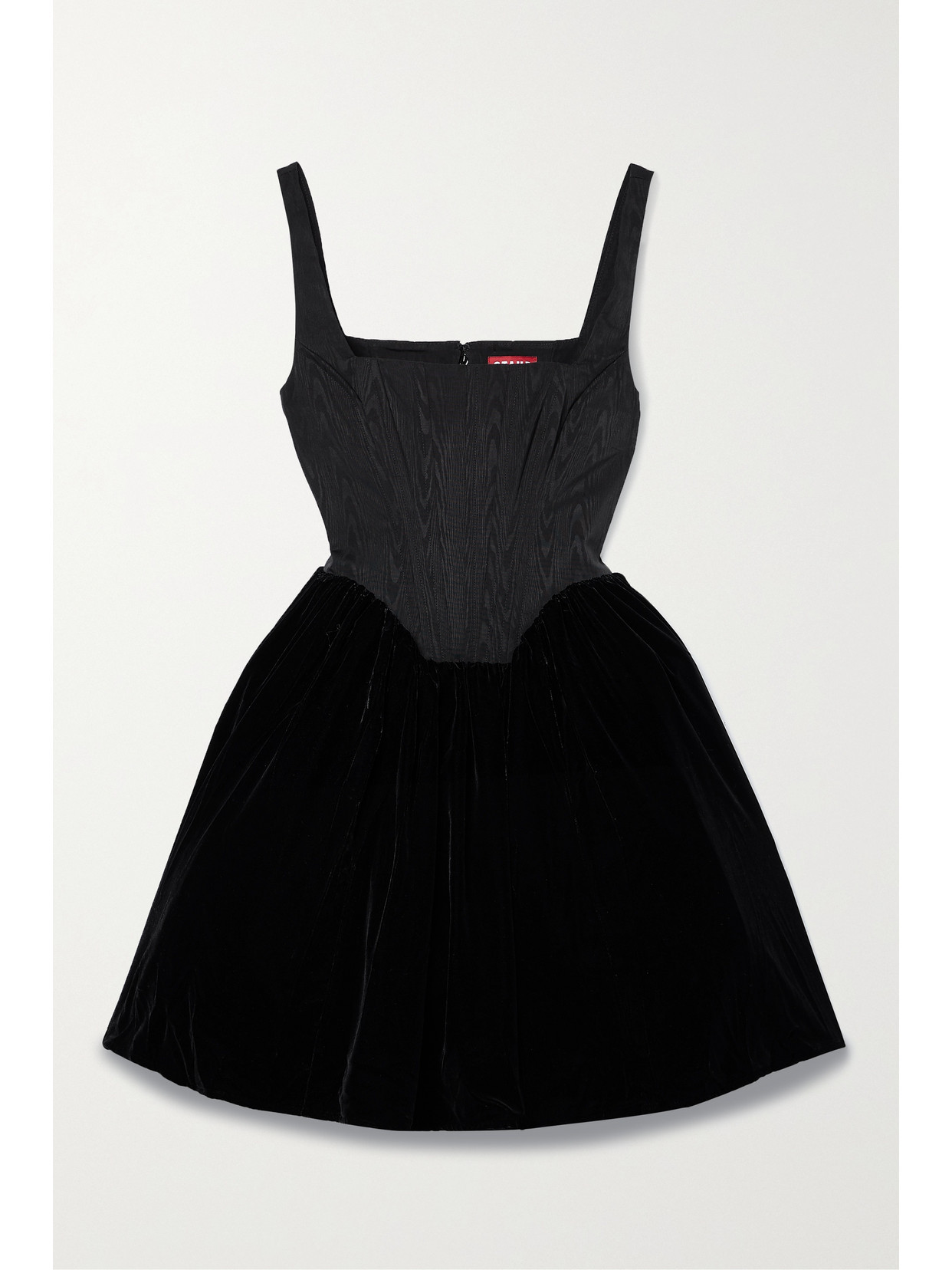 STAUD - Landscape Velvet And Moire Corset Mini Dress - Black | NET-A-PORTER (US)