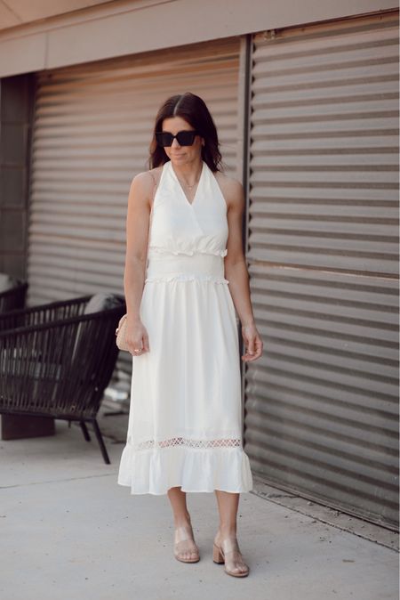 Great white dress under $35! Clear strap block heels on sale, up to 25% off, code STYLE. Perfect for bridal shower, wedding guest #summerdress 



#LTKsalealert #LTKwedding #LTKunder50