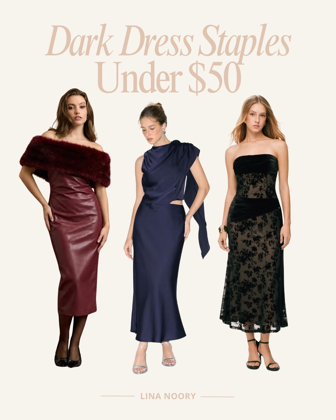 Here are my favorite affordable dark dresses for a night out! 🌙 #ootd #grwm #nightout #elegant #dresses 

#LTKgrwm #LTKFindsUnder50 #LTKootd