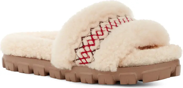 UGG® Cozetta Braid Genuine Shearling & Faux Shearling Slide Sandal (Women) | Nordstrom | Nordstrom