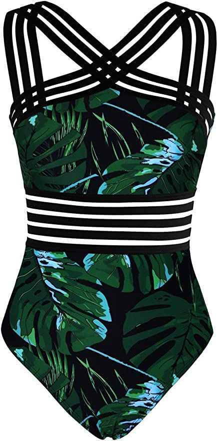 Hilor Women's One Piece Swimwear Front Crossover Swimsuits Hollow Bathing Suits Monokinis | Amazon (US)