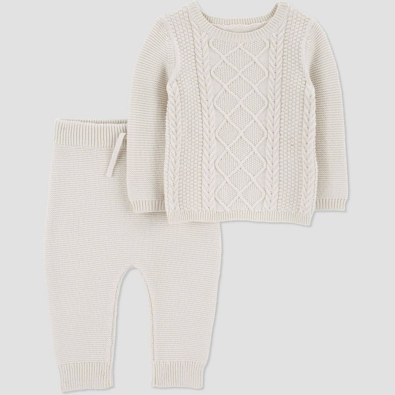 Carter's Just One You®️ Baby Boys' Cable Knit Sweater & Bottom Set - Cream | Target