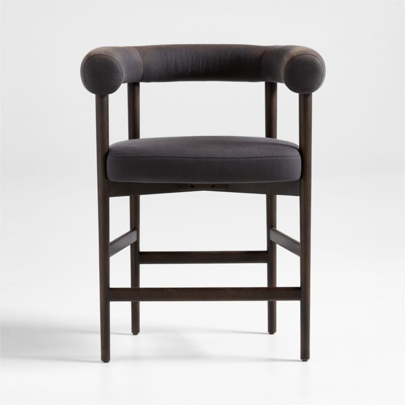 Mazz Charcoal Curved Counter Stool by Leanne Ford + Reviews | Crate & Barrel | Crate & Barrel