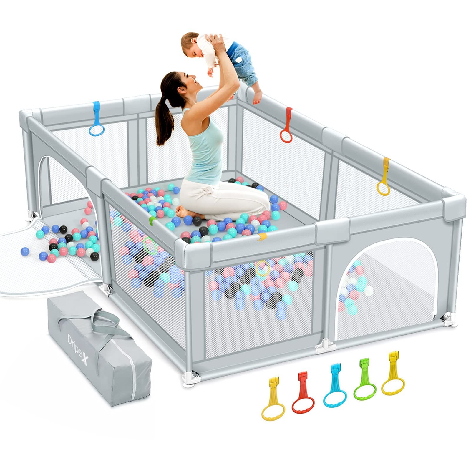 Dripex Baby Playpen, Large Baby Playards with Zipper Gates, Kids Play Pen, Safe No Gaps, See-Thro... | Amazon (US)