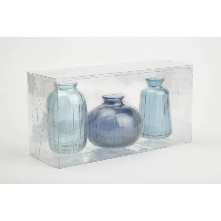 Mainstays Blue Glass 3-Piece Bud Vase Set | Walmart (US)