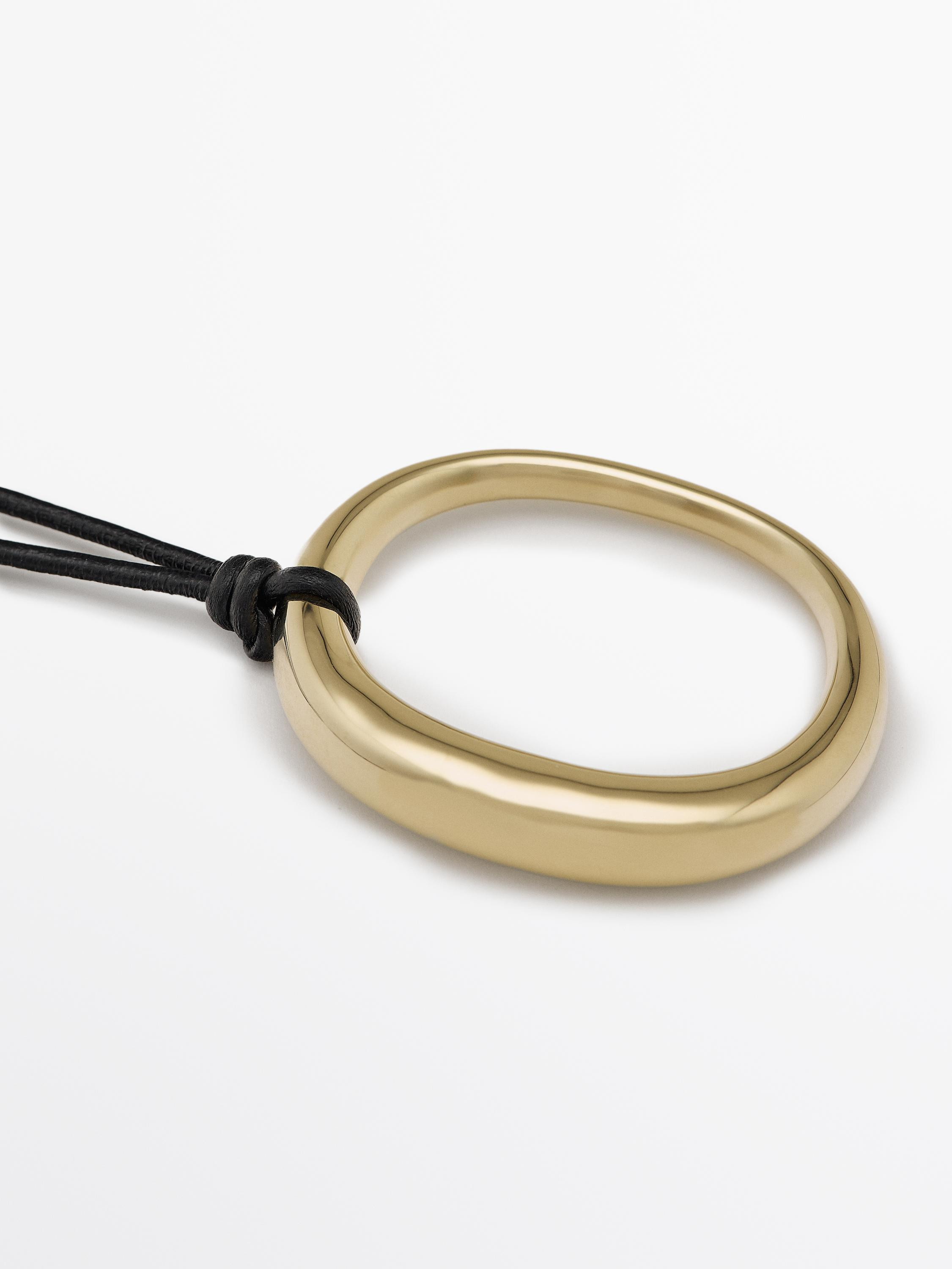 Leather cord necklace with oval piece | Massimo Dutti US