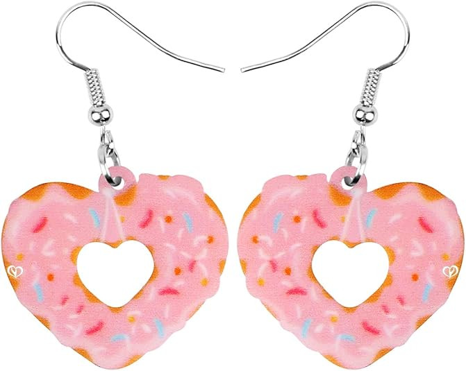 WEVENI Acrylic Valentines Day Cute Love Heart Donuts Earrings Dangle Fashion Jewelry for Women Gi... | Amazon (US)