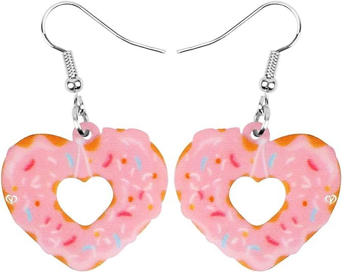 WEVENI Acrylic Valentines Day Cute Love Heart Donuts Earrings Dangle Fashion Jewelry for Women Gi... | Amazon (US)