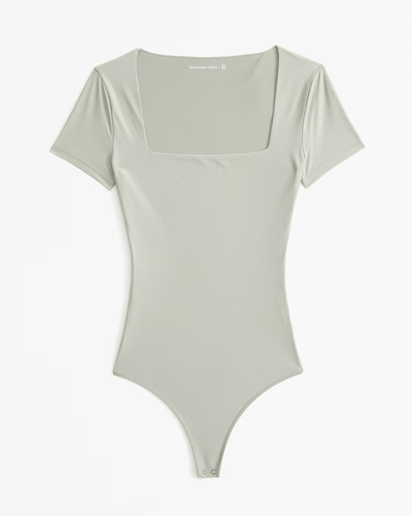 Soft Matte Seamless Short-Sleeve Squareneck Bodysuit | Abercrombie & Fitch (US)