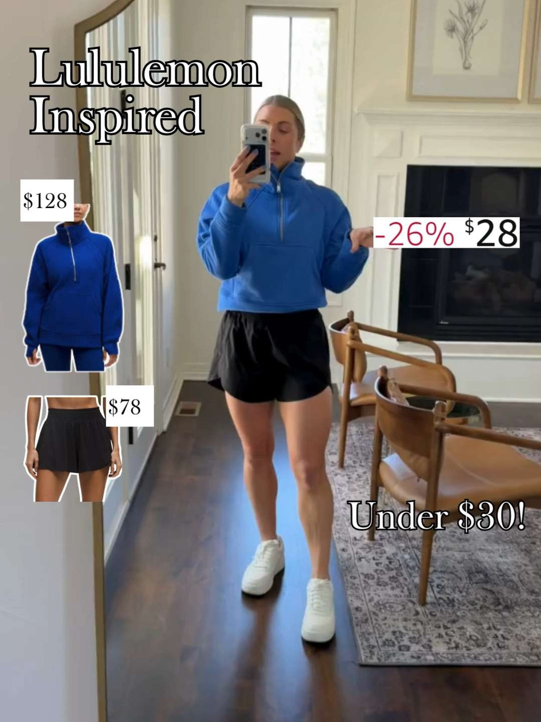 These Lululemon dupe black shorts paired with a half zip pullover deliver sporty polish and all-day comfort for errands or workouts. 🖤🏃‍♀️✨
#ltkfashion #blackshorts #halfzippullover #lululemondupe #athleisurestyle #casualchic #gymoutfit #springstyle #outfitinspo #fitnessfashion 

 #LTKootd #LTKActive #LTKSaleAlert