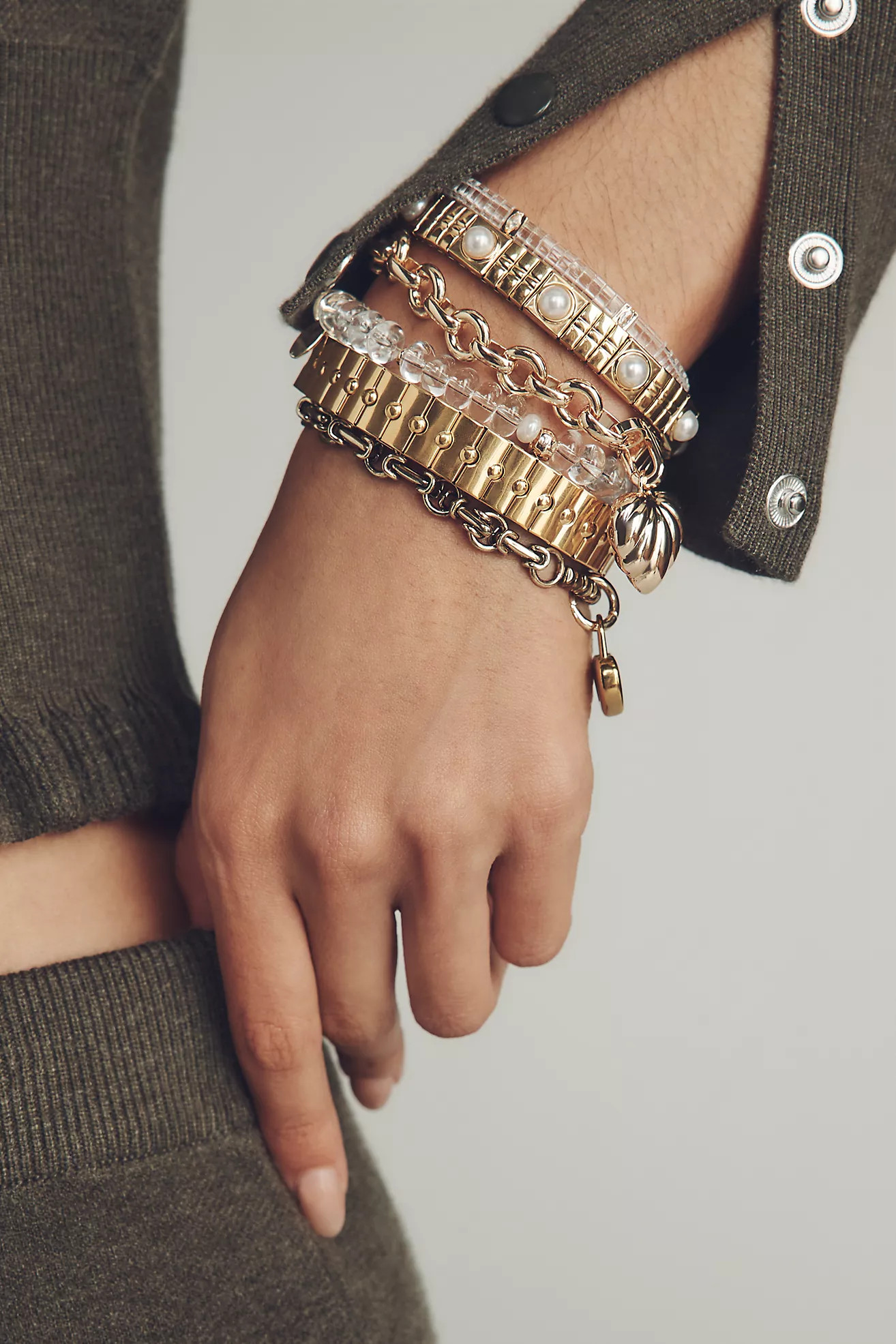 Mixed Beaded Stretch Bracelets, Set of 3 | Anthropologie (US)