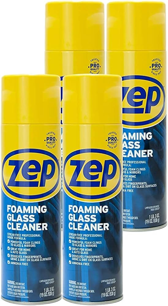 Zep Foaming Glass and Plexiglass Cleaner - 19 oz (Case of 4) ZUFGC19 - Foaming Formula Clings to ... | Amazon (US)