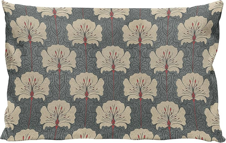 Ambesonne Floral Throw Pillow Cushion Case, Art Nouveau Style Romantic Poppy Flowers and Ornate N... | Amazon (US)