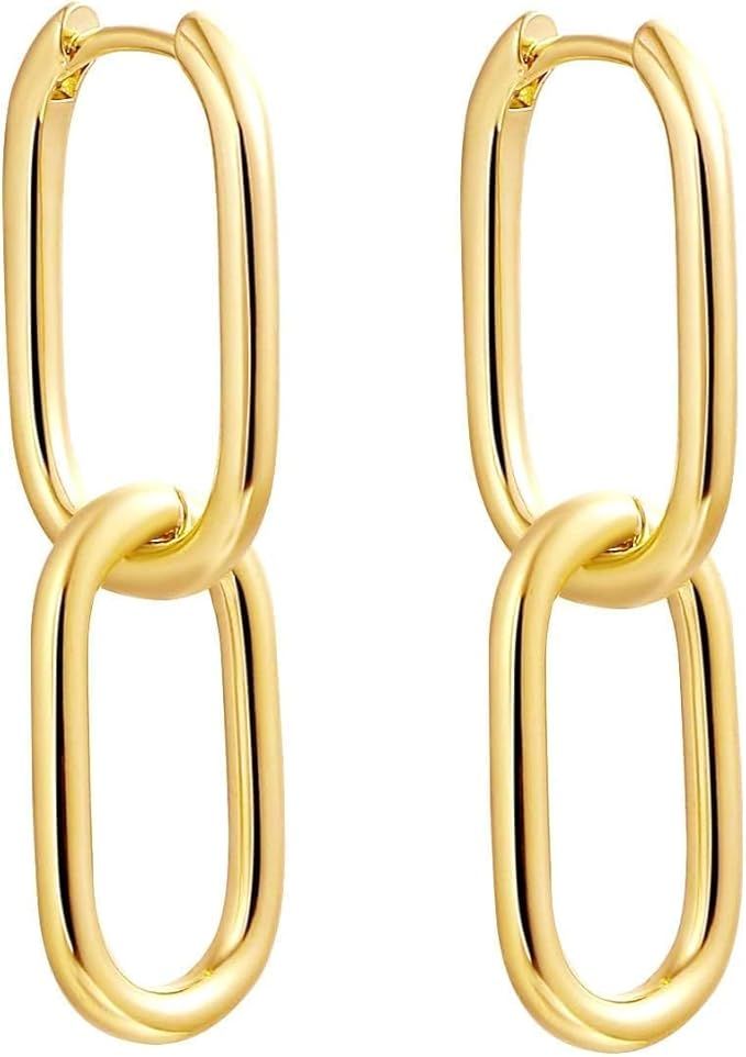 Rotnso Gold Hoop Earrings for Women 14K Gold/Silver Plated Chunky Huggie Hoops Hypoallergenic Lig... | Amazon (US)