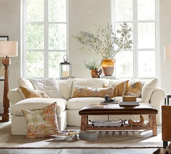 PB Air Slipcovered 4-Piece Sofa with Chaise Sectional | Pottery Barn (US)