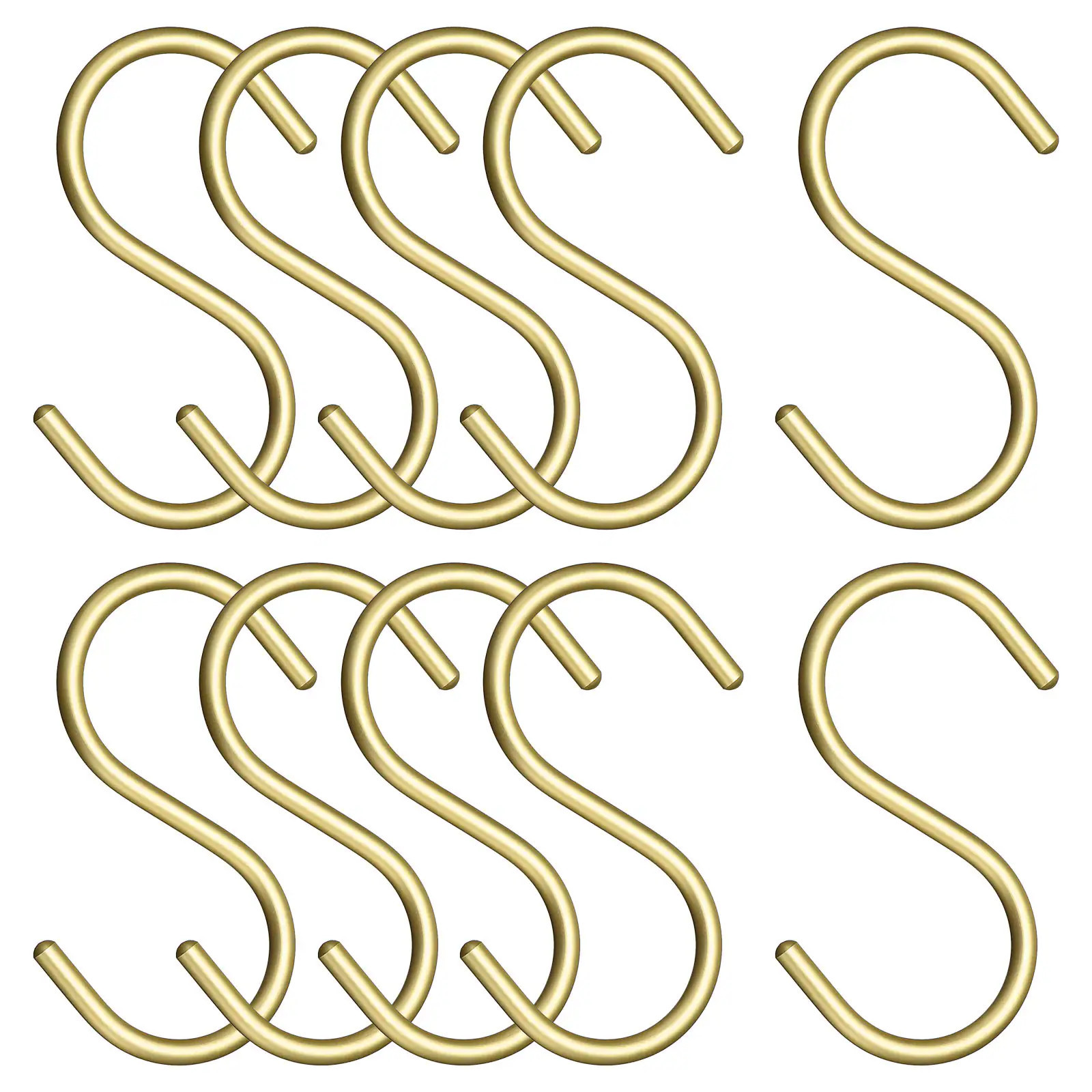 Unique Bargains 10pcs S Hooks 3.5-Inch Aluminum Alloy S-Shaped Hanger Hook S Hooks for Hanging Clothes Towels Shoe Scarf Bag Gold Small | Lowe's