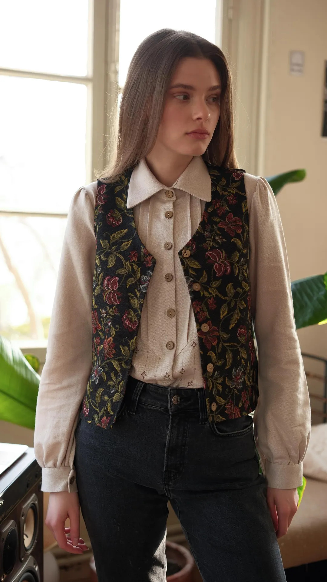 Floral Gobelin Vest, Embroidered Tapestry Waistcoat, Vintage Inspired Vest, Artistic Textile Desi... | Etsy (US)