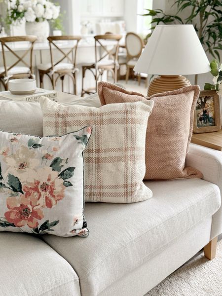 New reversible spring pillows from Walmart. Pink plaid & solid pillows. Solid blush pillow reverses to solid ivory.

#LTKhome #LTKSeasonal #LTKfindsunder50