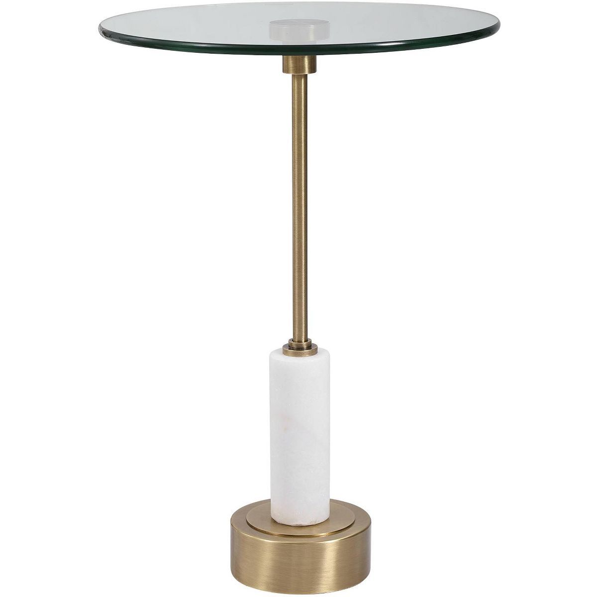 Uttermost Modern Brushed Brass Round Accent Table 15 3/4" Wide Gold Glass Tabletop for Living Roo... | Target