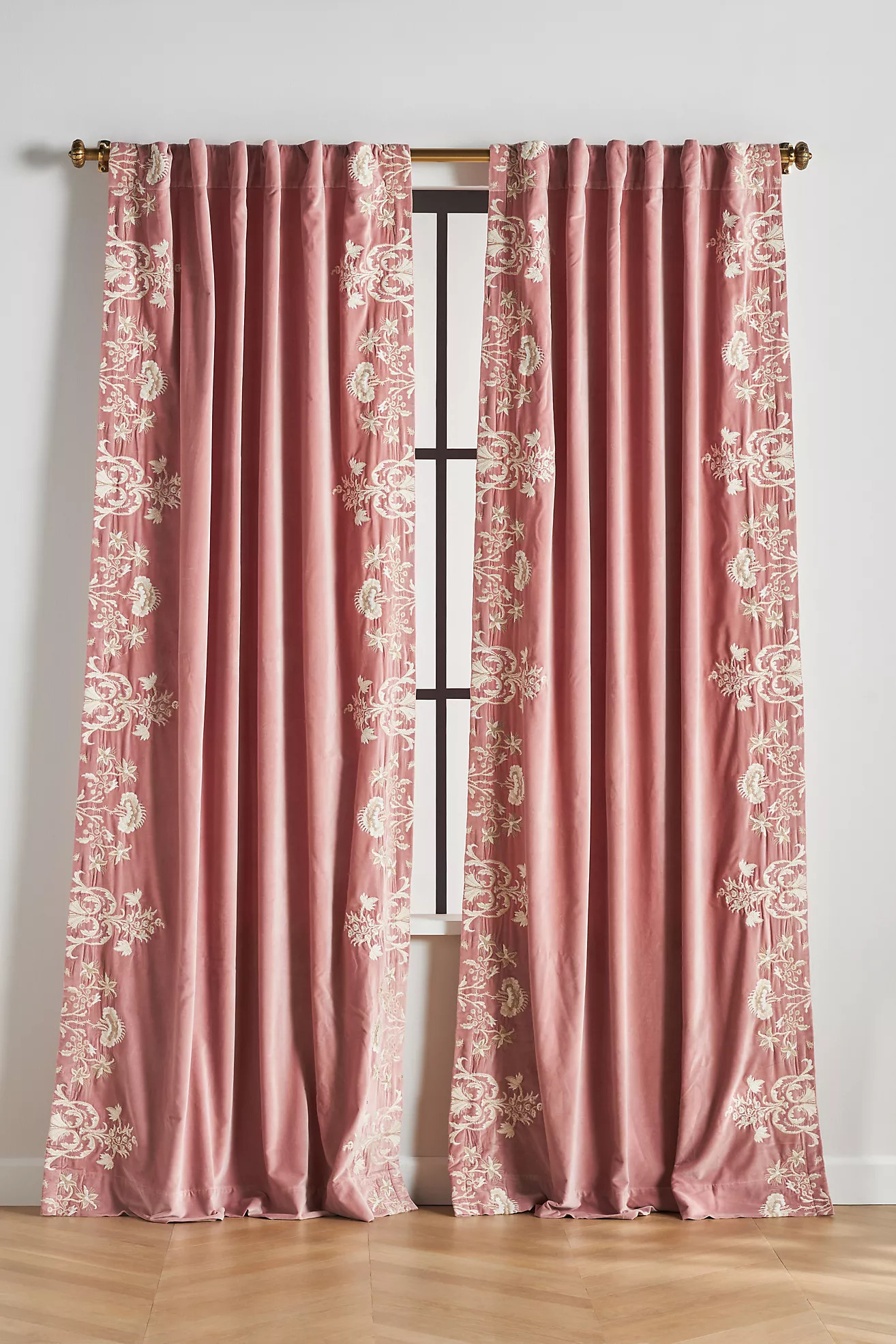 Harlowe Embroidered Velvet Curtain | Anthropologie (US)