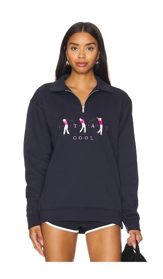x REVOLVE Golf 1/4 Zip Sweatshirt in Navy | Revolve Clothing (Global)