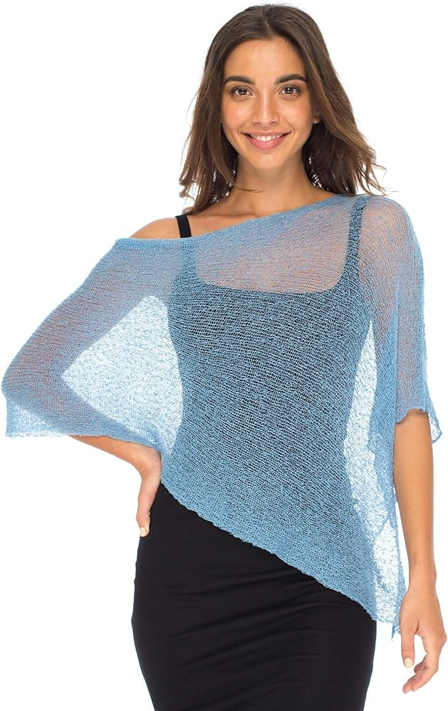Back From Bali Womens Sheer Poncho Shrug Bolero, Lightweight Summer Shrug Pullover Sweater | Amazon (US)