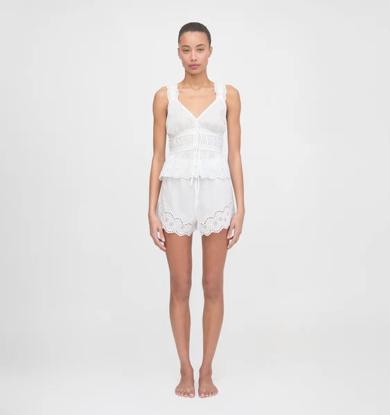 The Oslo Short - White Broderie Voile | Hill House Home US