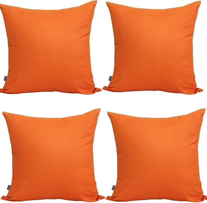 Thmyo 4-Pack 100% Cotton Comfortable Solid Decorative Throw Pillow Cases Fall Square Cushion Cove... | Amazon (US)
