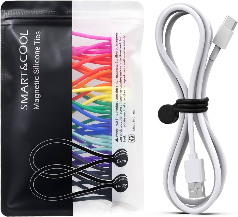SMART&COOL Reusable Silicone Magnetic Cable Ties for Bundling and Organizing, Holding Stuff, Book... | Amazon (US)