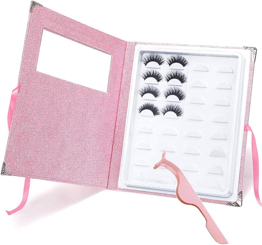 False Eyelash Storage Book Protable 16 Pari Eyelashes Organizer Holder Case Lash Contanier Box Gl... | Amazon (US)