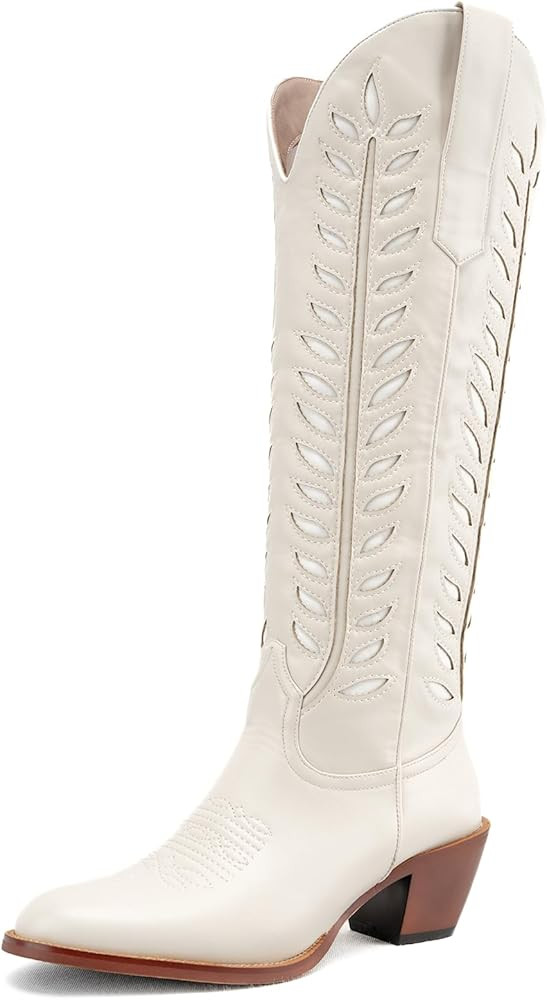 DREAMCIA Cowboy Boots for Women Mid Calf Cowgirl Boots Chunky Heel Fashion Cowboy Boots Stylish W... | Amazon (US)