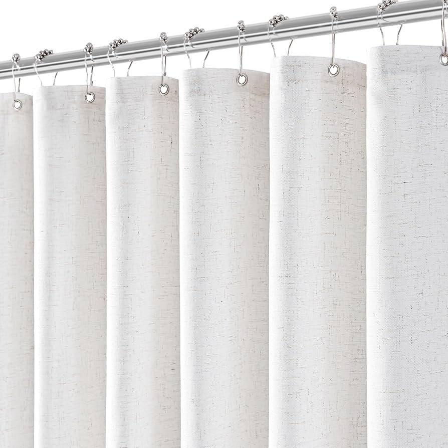 White Linen Shower Curtain for Bathroom Cream Boho Farmhouse Shower Curtains Natural Aesthetic Ba... | Amazon (US)