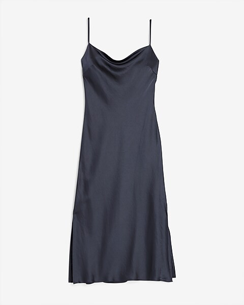 Satin Cowl Neck Midi Slip Dress | Express