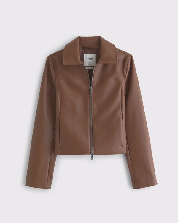 Women's Slim Zip Vegan Leather Jacket | Women's Coats & Jackets | Abercrombie.com | Abercrombie & Fitch (US)