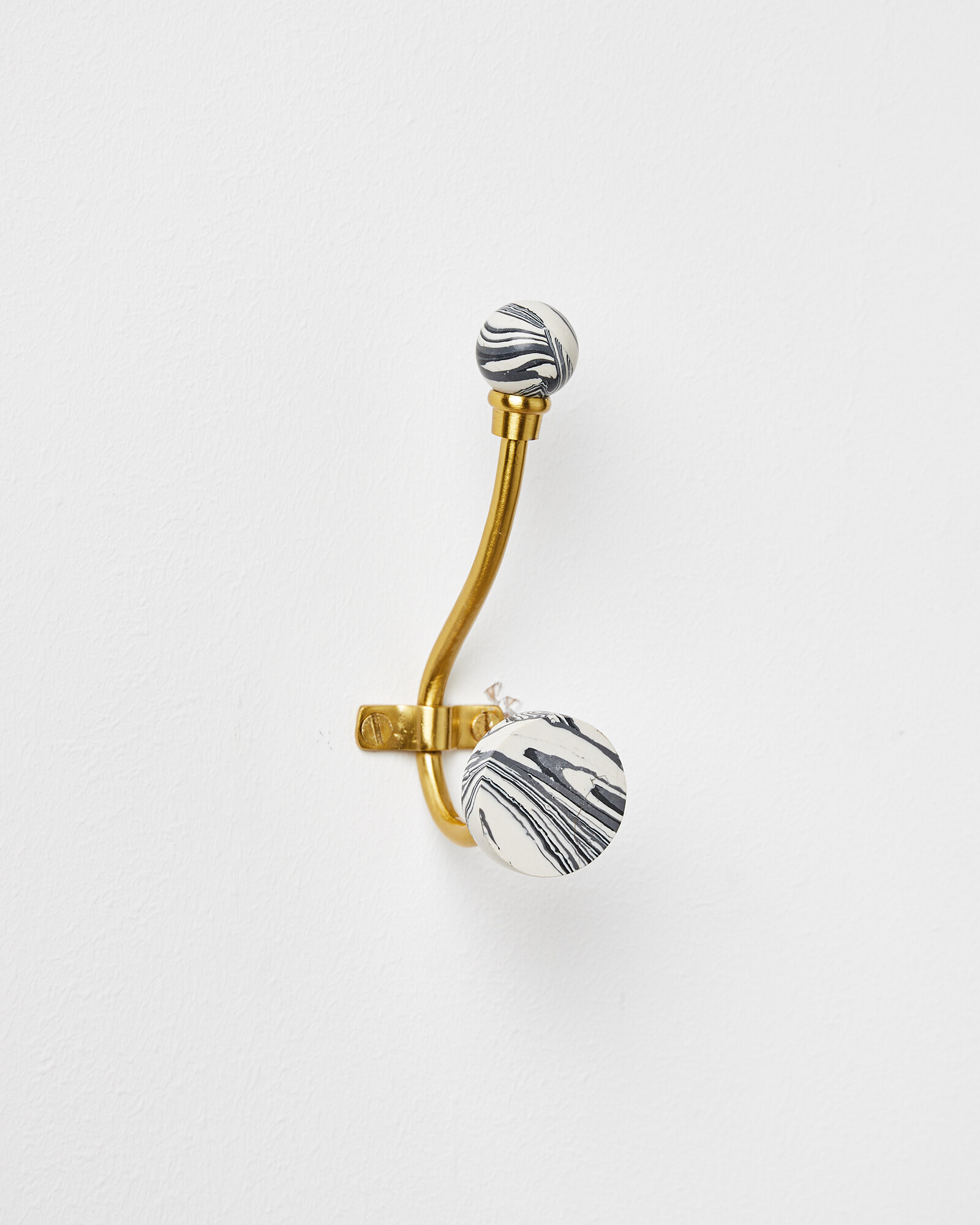 Monochrome Marbled Gold Wall Storage Hook | Oliver Bonas (Global)