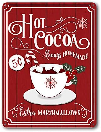 Christmas Decor Signs Farmhouse Decorative Red Hot Cocoa Vintage Wall Decorations - Cup of Cocoa 7.9 | Amazon (US)