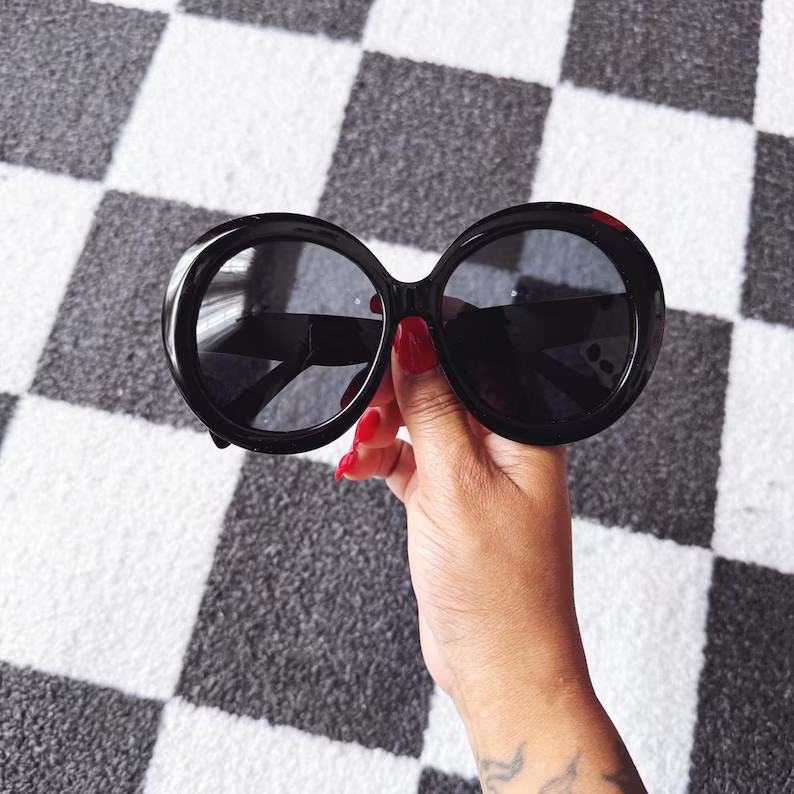 Vintage Style Oversized Round Sunglasses Black frames & lensesUV400 Protection Vintage style & ch... | Etsy (US)